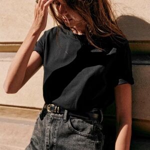 Sezane Black Short Sleeve Tee